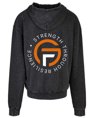 Fortress Gym Strength Through Resilience Men's Acid Wash Oversized Hoodie