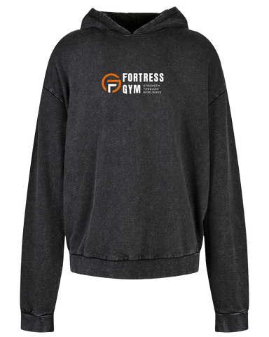 Fortress Gym Strength Through Resilience Men's Acid Wash Oversized Hoodie