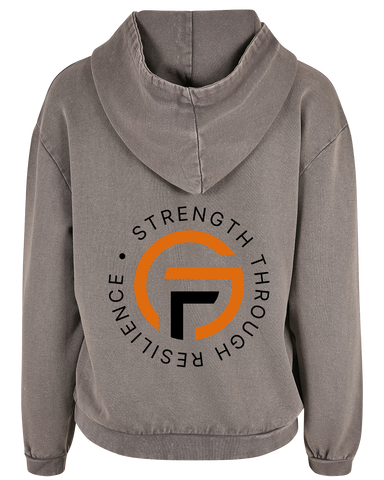 Fortress Gym Strength Through Resilience Women's Acid Wash Oversized Hoodie