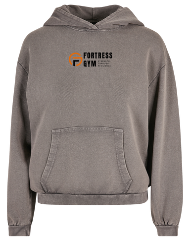 Fortress Gym Strength Through Resilience Men's Acid Wash Oversized Hoodie