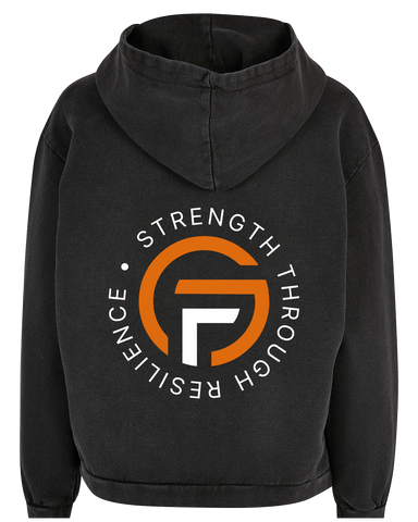 Fortress Gym Strength Through Resilience Women's Acid Wash Oversized Hoodie